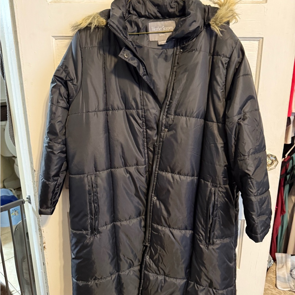 Weatherproof Black Women's Long Puffer Coat by Totes